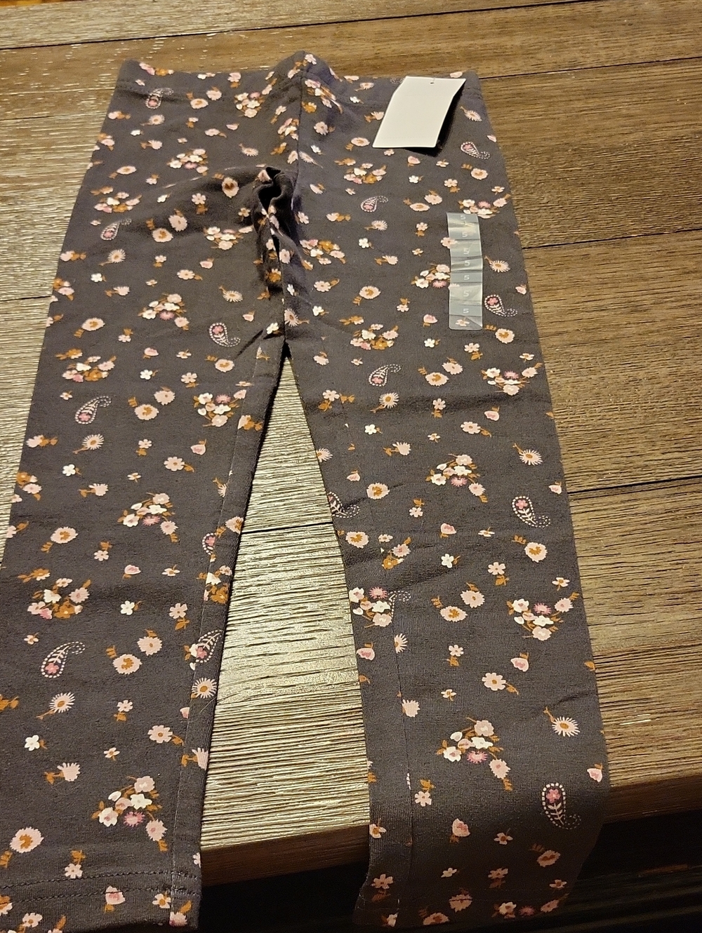 Carter's Dark Gray Floral Leggings with Pink & Cream Accents